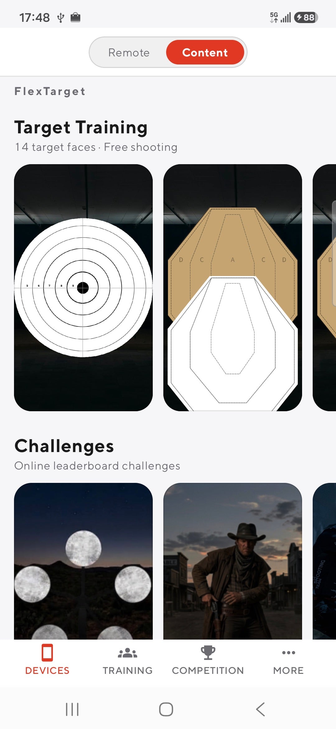 Phone app remotely controlling the target and switching target faces